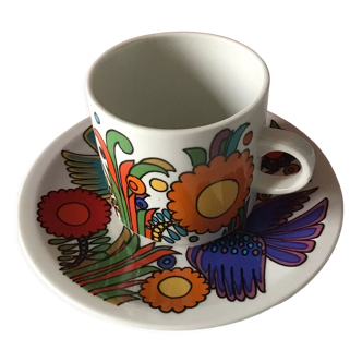 Tasse à café  et sa sous tasse du service Acapulco de Villeroy et Boch annee 60/70 estampillé bleu p