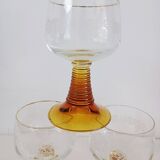 Set of 4 wine glasses, amber stem