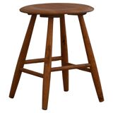 Round beech stool by a Danish cabinetmaker, mid-century modern, 1970s.