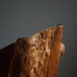 Sculptural brutalist armchair handcrafted in solid pine, Wabi Sabi style, Sweden, 1970s.