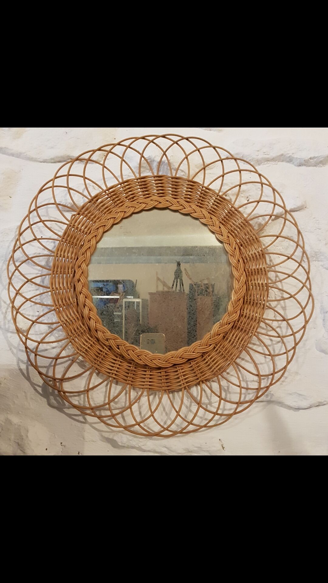 Rattan mirror D 45cm