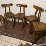 Set of 5 old wooden bistro chairs vintage "banana" folders