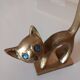 Chat baguier en laiton