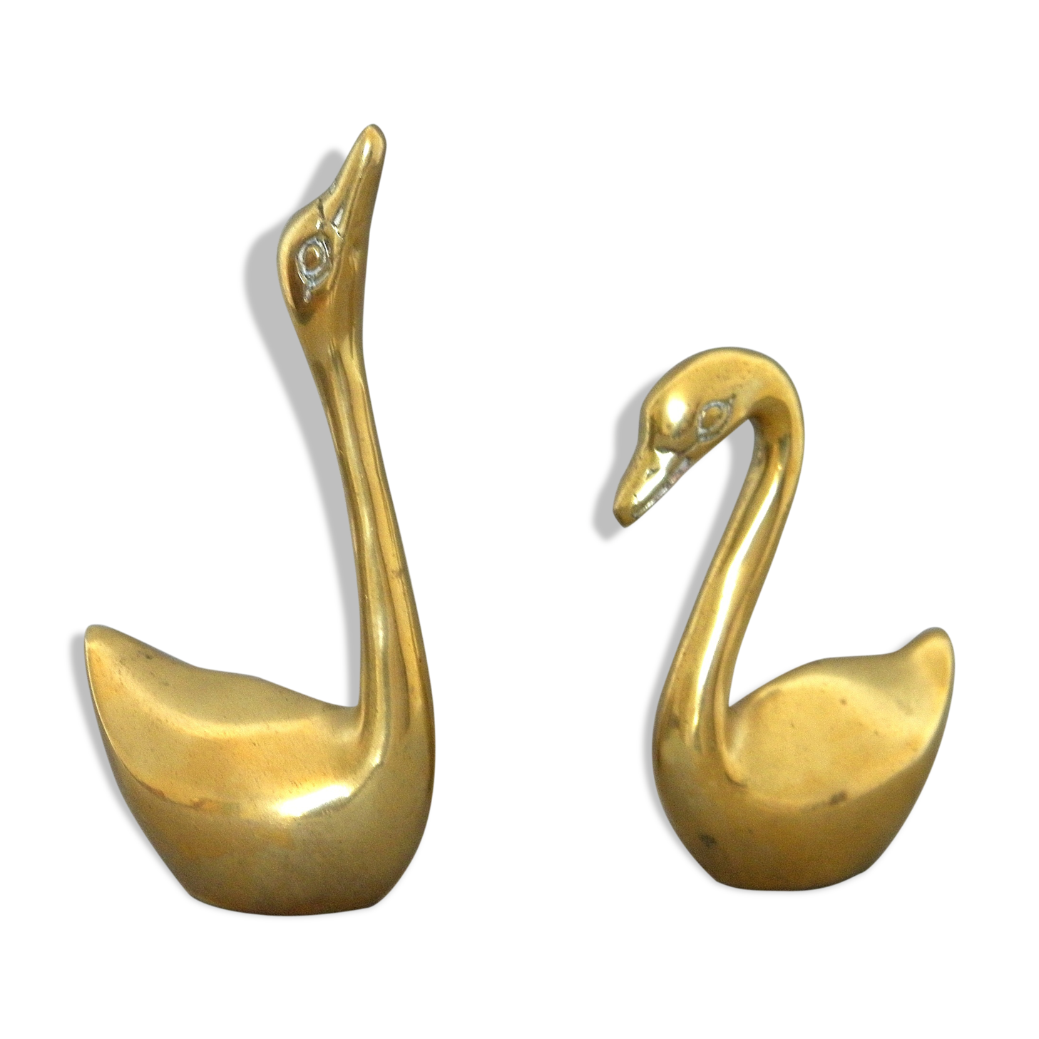 Pair of swans brass
