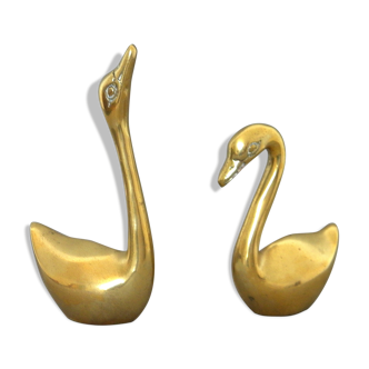 Pair of swans brass