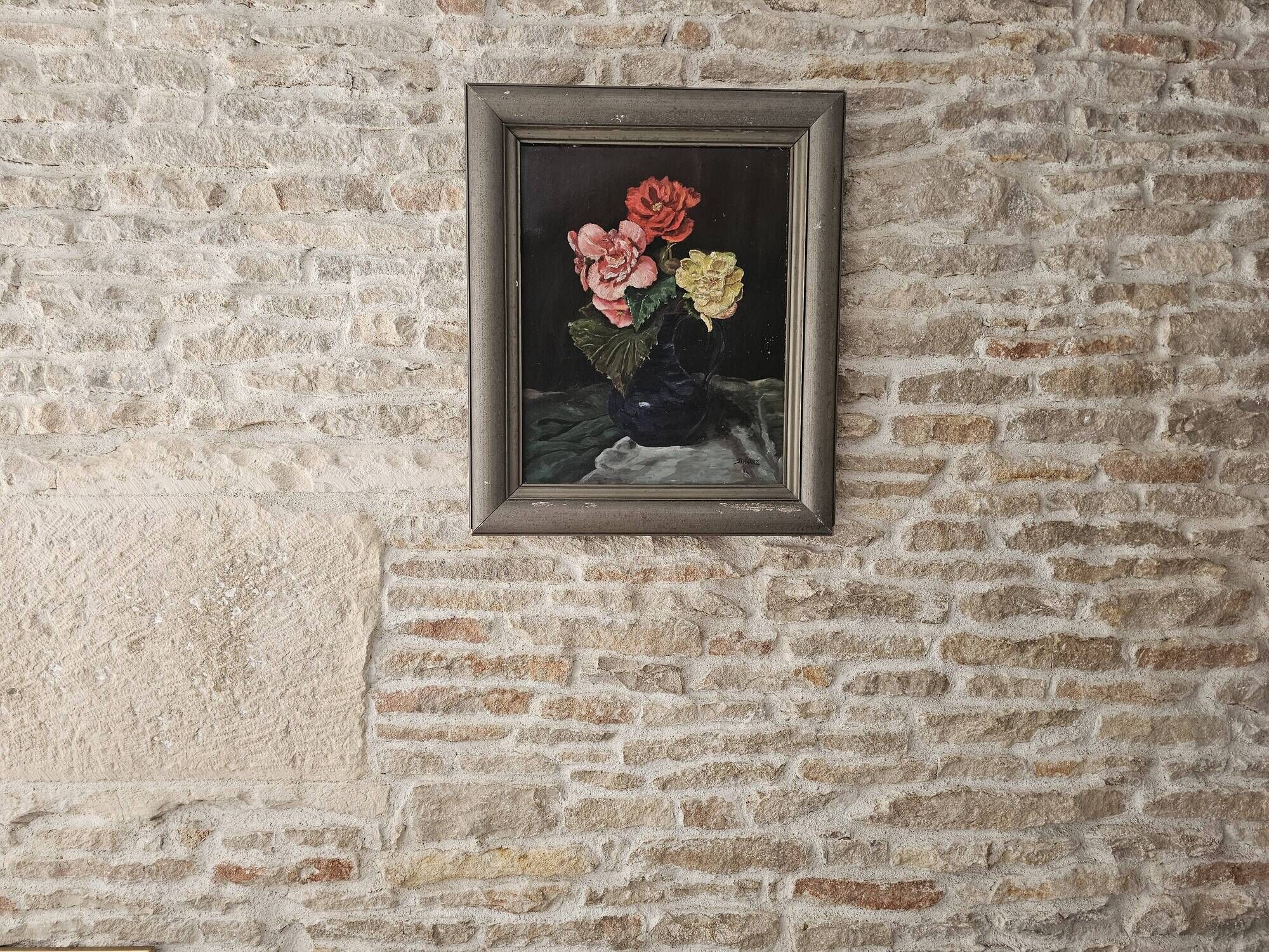 Tableau Huile sur Panneau Nature morte - bouquet de Roses Signé Schwarz