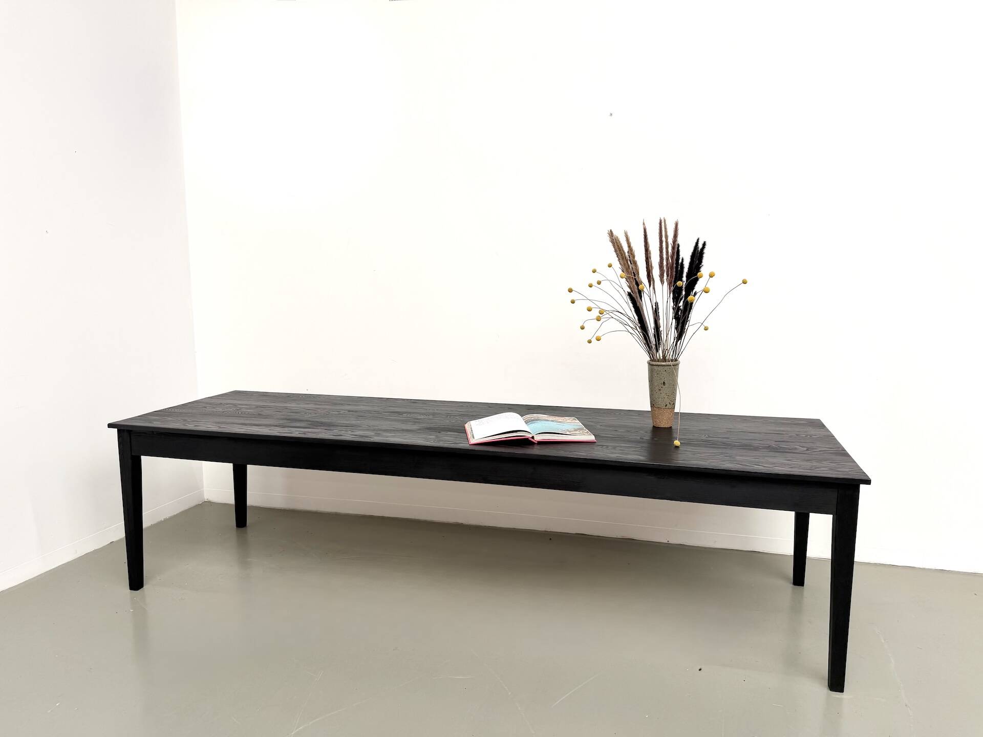 Large burnt wood table Shou Sugi Ban - 300 x 90 cm