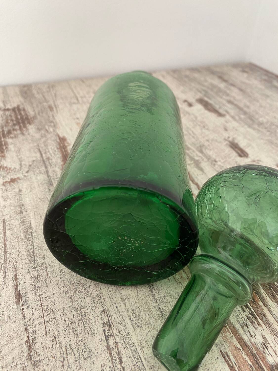 Old cracked glass carafe