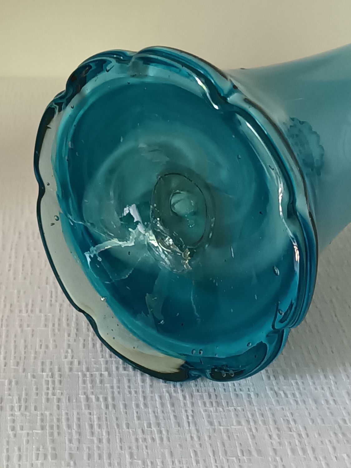Vintage blue blown glass vase