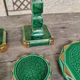 Set of knife holders, candlesticks, trivets and bottle coasters