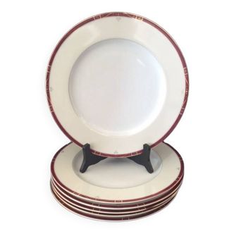 Set of 6 limoges porcelain dinner plates deshoulieres model scala purple gold