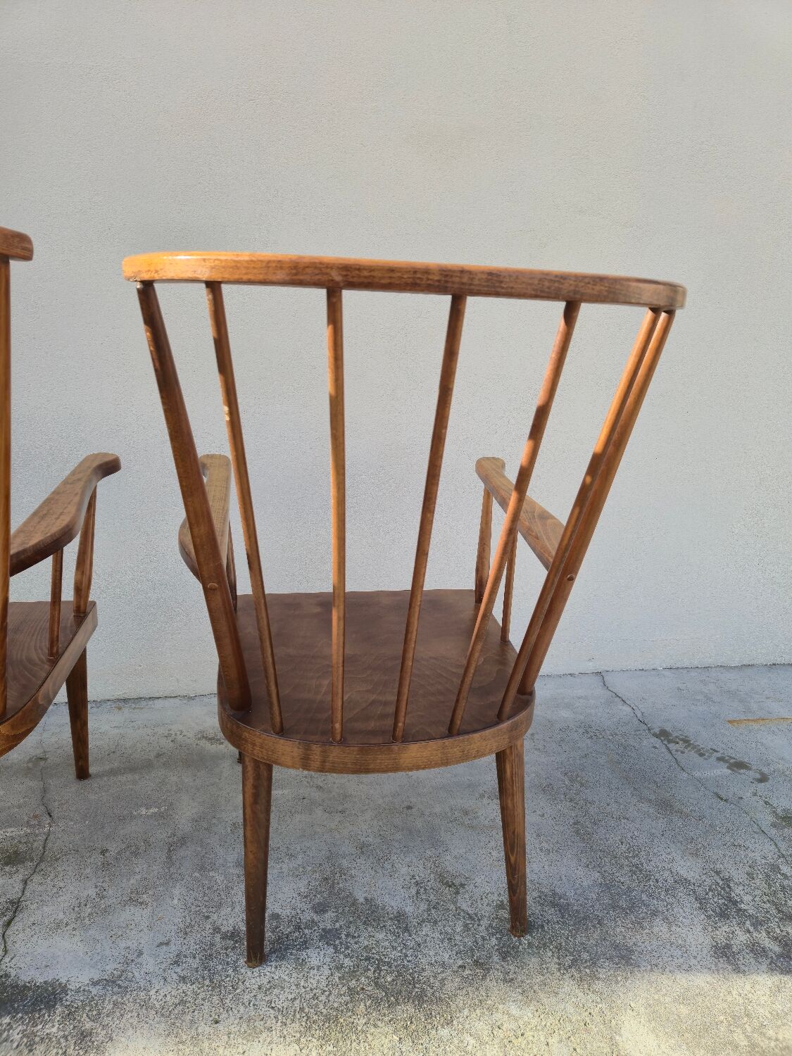 Pair of Baumann armchairs, signed, vintage Fan model