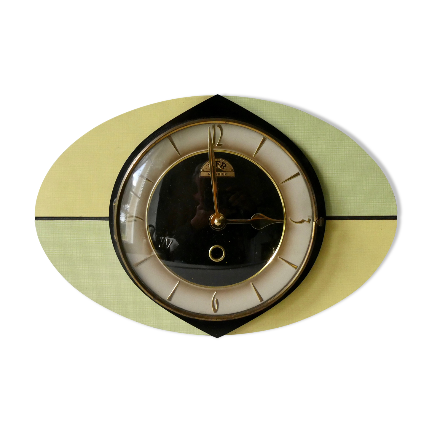 Ffr morbier clock from the 50s, in two-tone formica