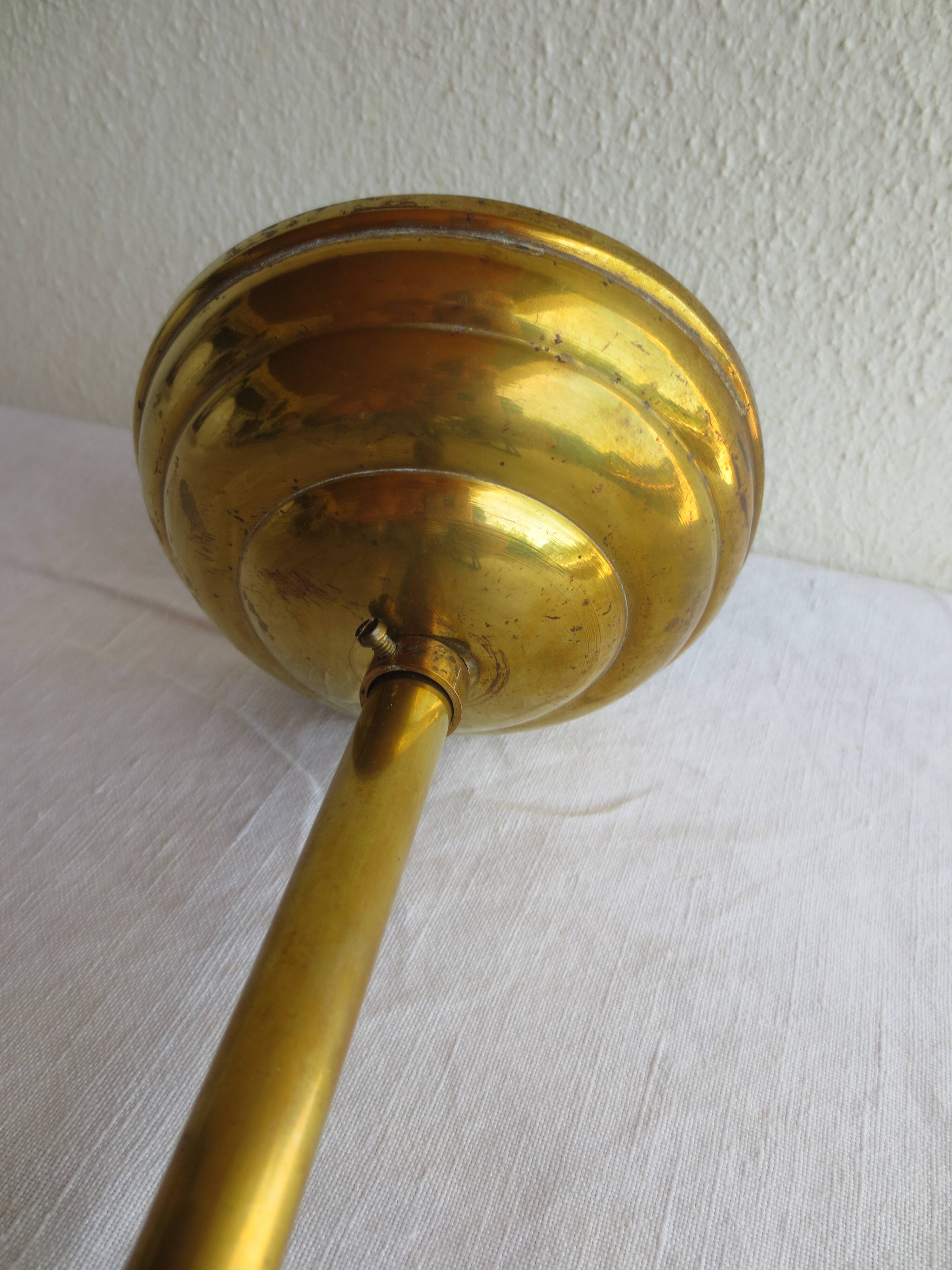 Suspension  laiton et opaline blanche