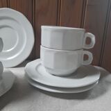 4 cups & sub-cups bistrot Pillivuyt, vintage 70's