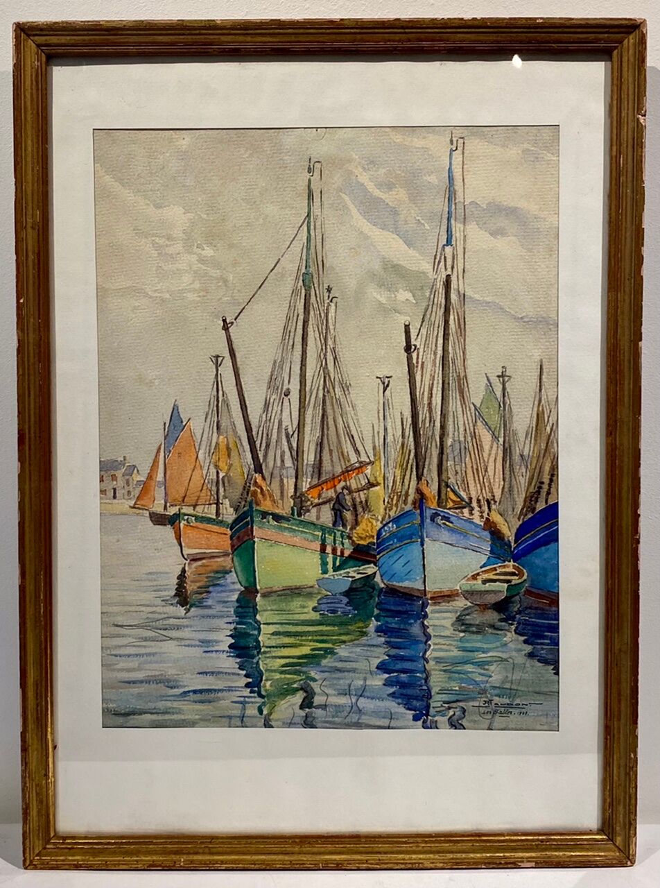Old painting, Marine, signed and dated 1933
