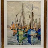 Old painting, Marine, signed and dated 1933