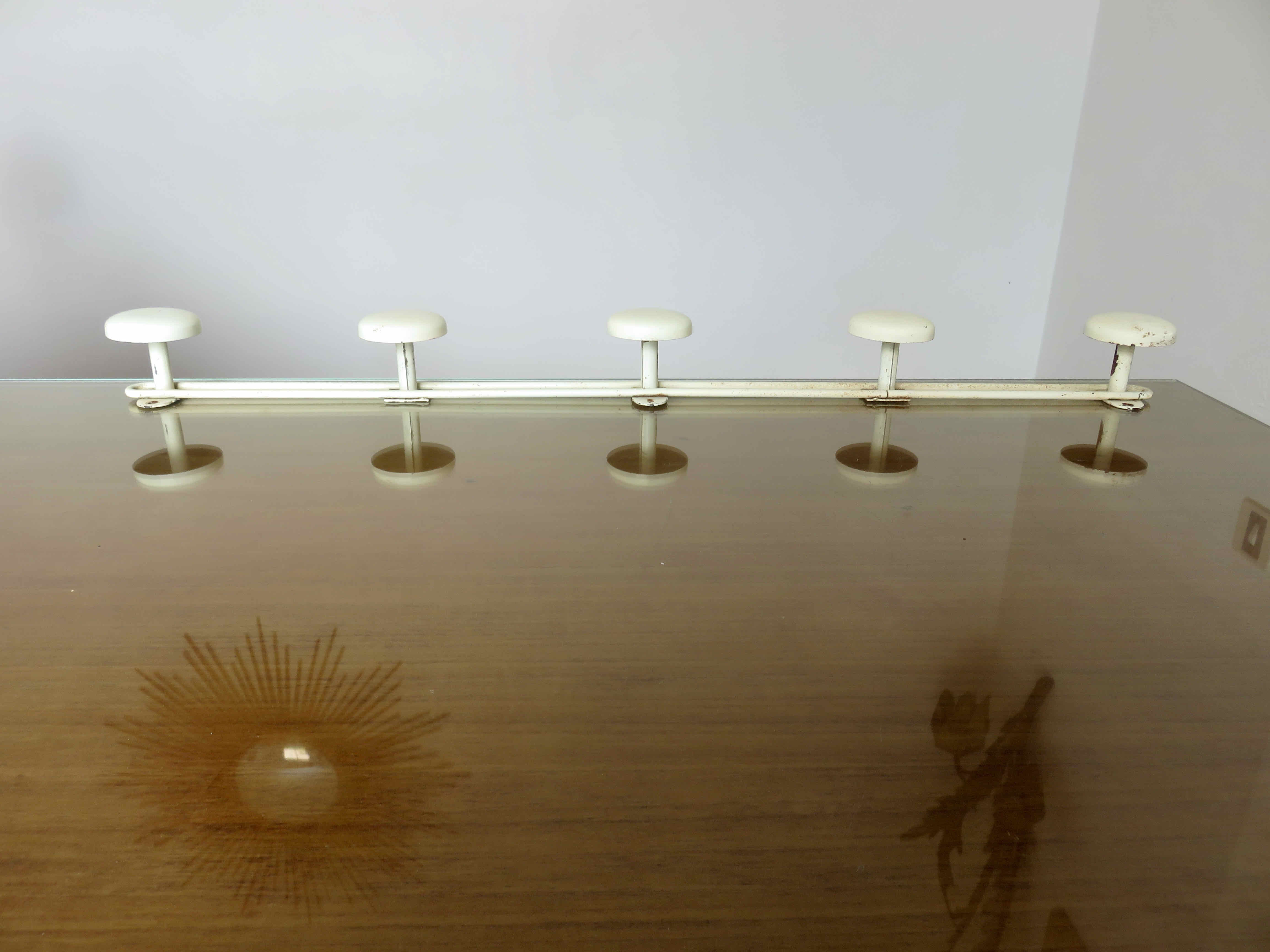 Wall-mounted coat rack in lacquered metal 40s 50s