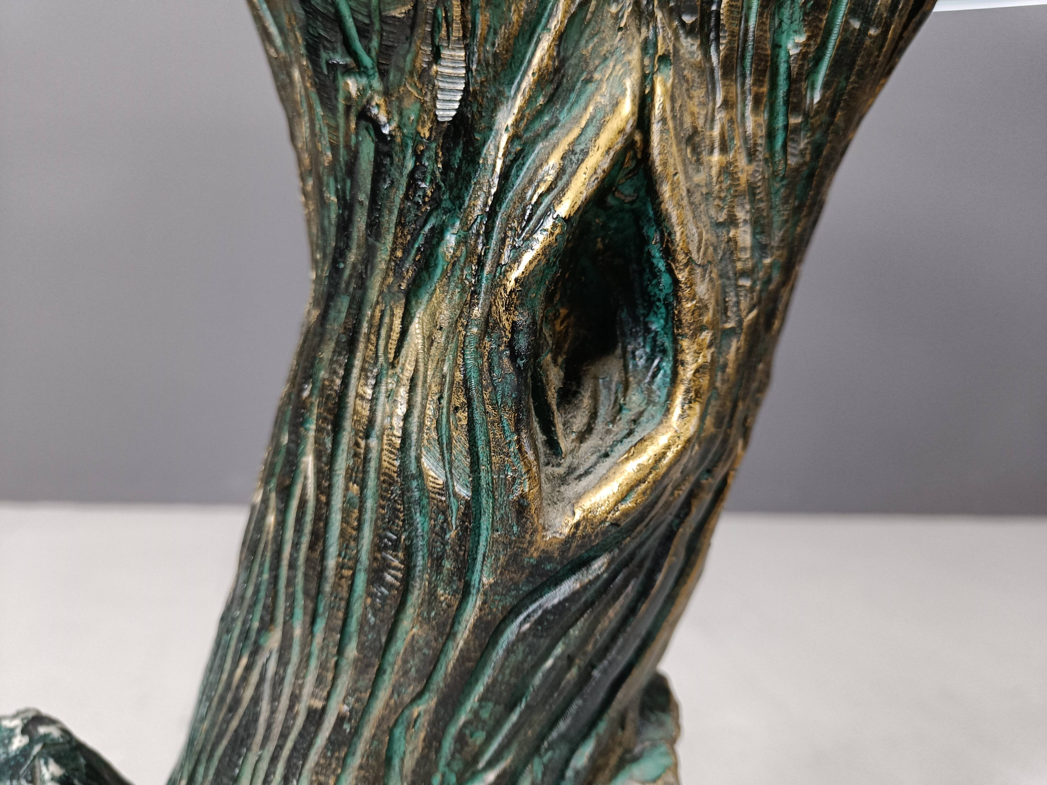 Table à manger vintage en forme d'arbre sculpté, années 1970
