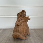 Wicker frog magazine holder by Olivier Cajan