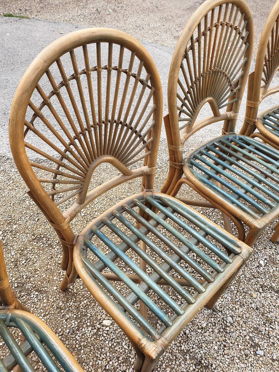 4 bamboo chairs