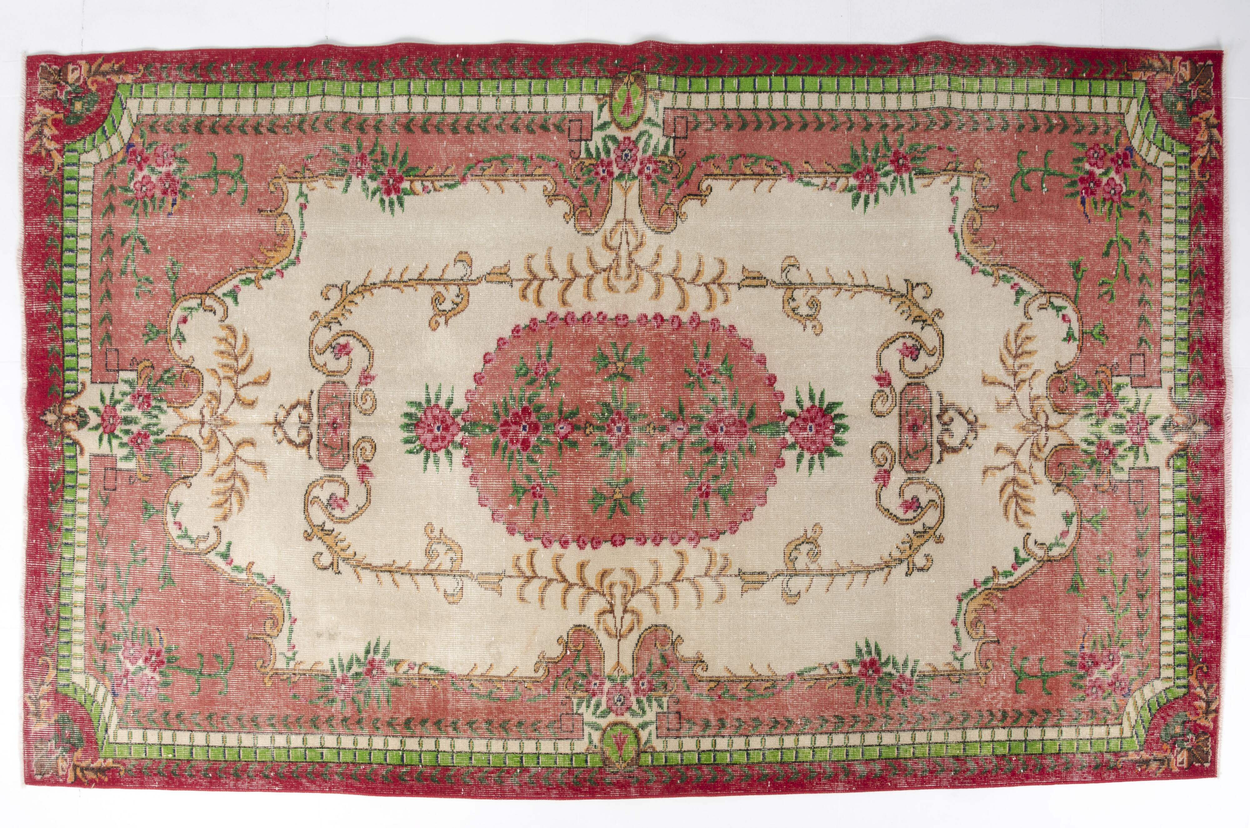 Flower Design Oushak Turkish Floral Rug SKU 2645