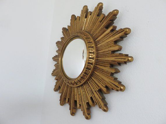 Golden Sun witch miror 60s 70s 30x30cm