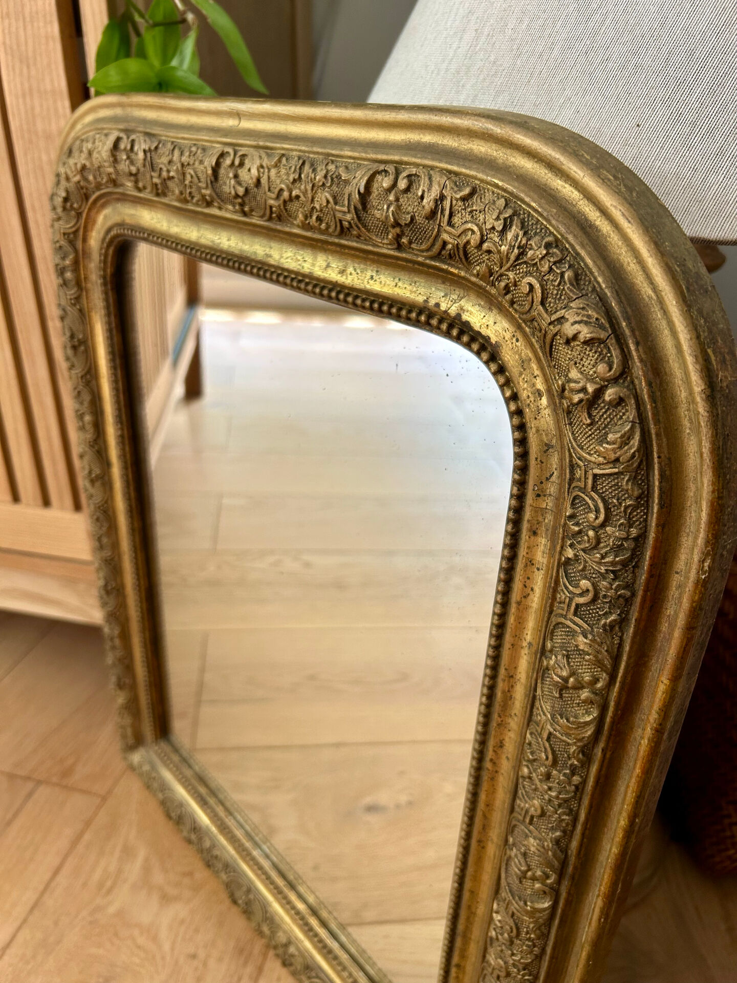 Antique gilded carved mirror - antique glass - vintage - Louis XVI