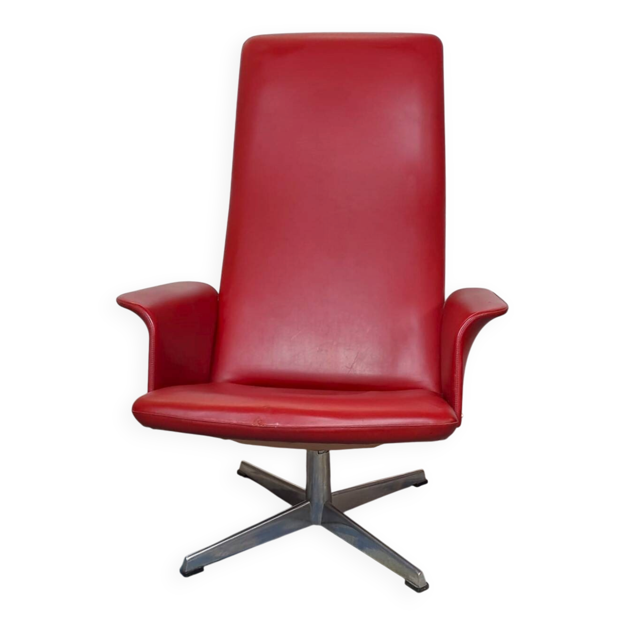 Vintage Scandinavian swivel armchair stamped Bodafors-Verken, Sweden, 1970s.