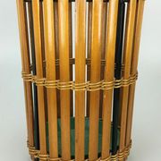 60s 70s umbrella stand umbrella holder wood metal Mid Century Design 60s