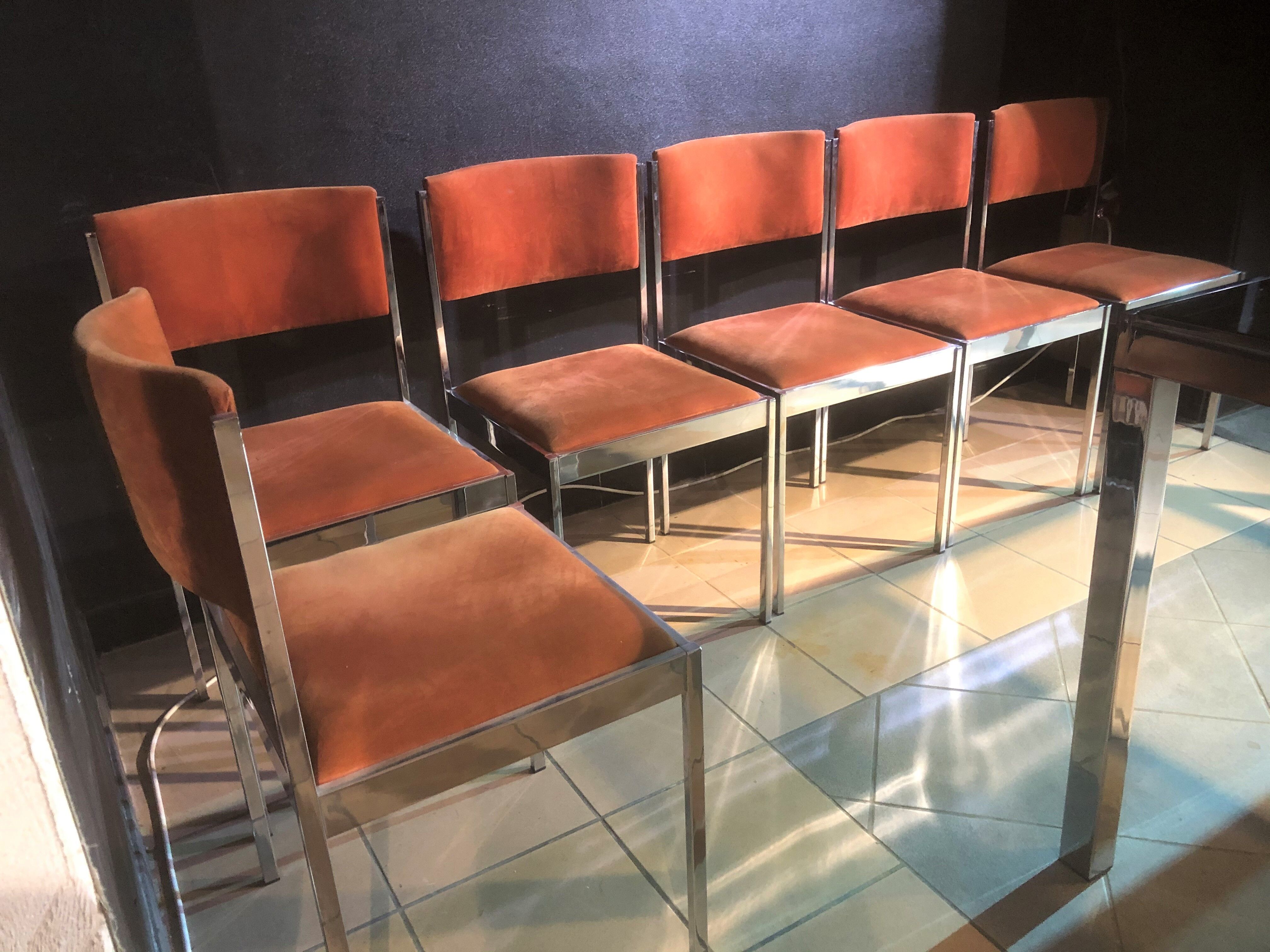 Rectangular table by Milo Baughman and 6 chairs