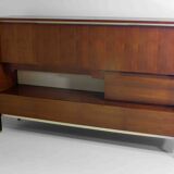 Minimalist backlit highboard in teak, Belgium 1960s