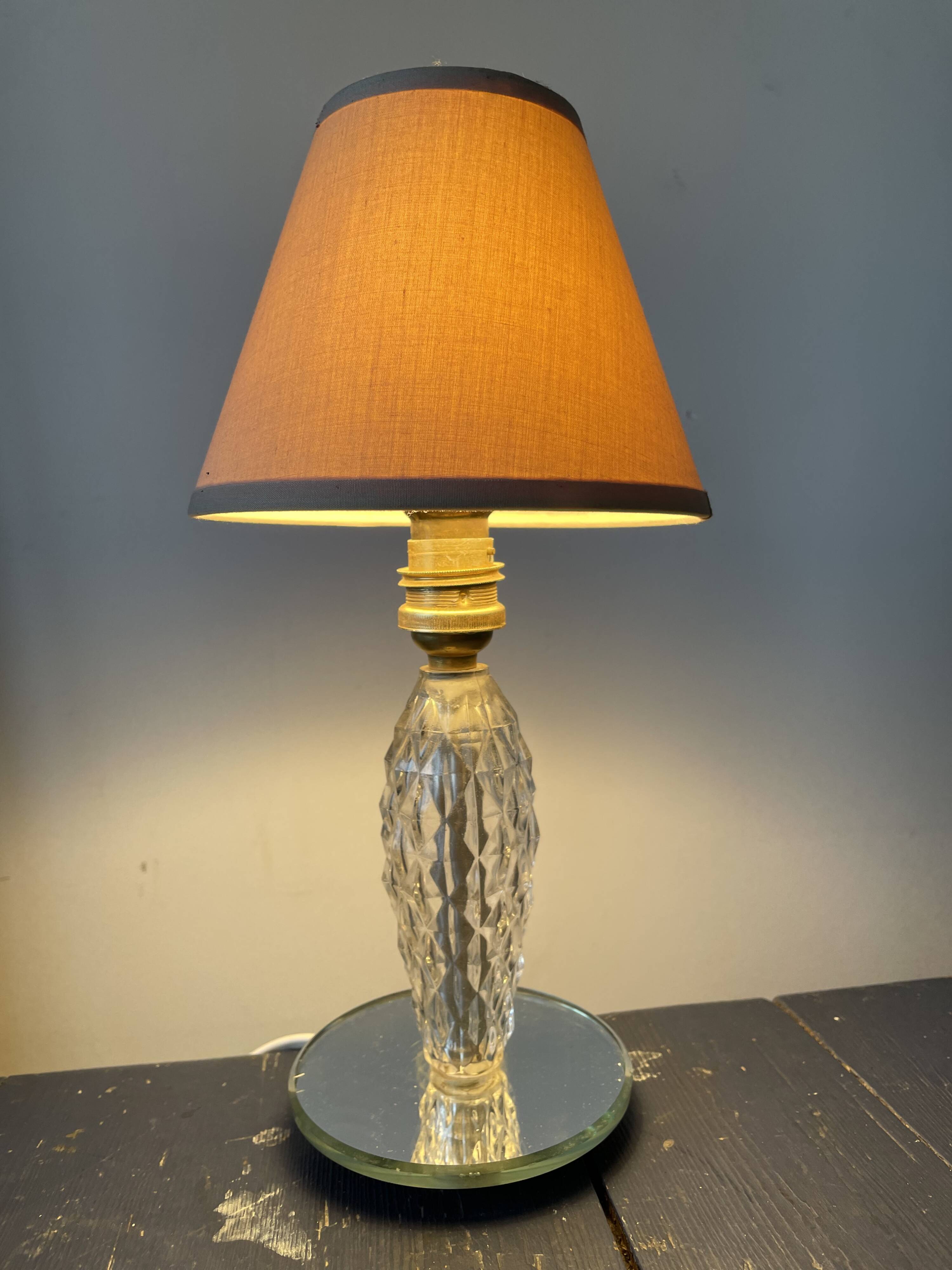 Old glass and mirror table lamp from the 1930s