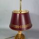 Lampe bouillote style Empire bronze doré abat-jour métal bordeaux C548