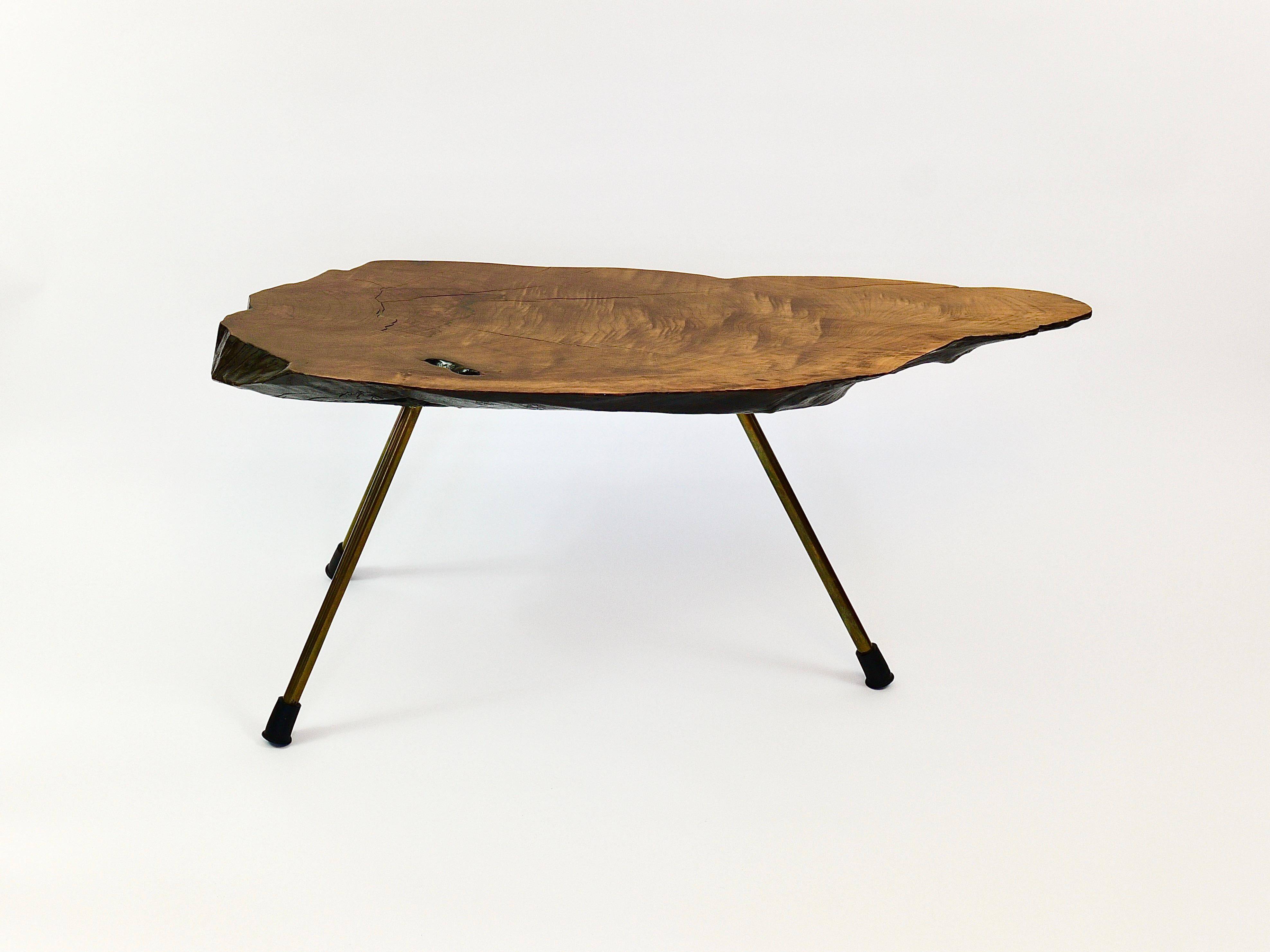 Original coffee table by Carl Aubock, large tree trunk in walnut from the mid-century, 1950s.