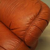 Red leather sofa, Italian design, 1970s, manufacturer: PelleRossi