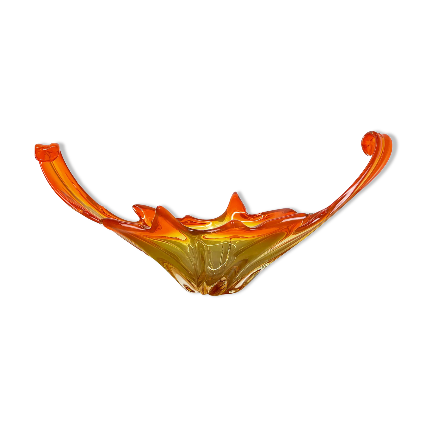 1,9kg Murano Glass "Centerpiece" 50cm Bowl Shell Element Murano, Italy, 1970