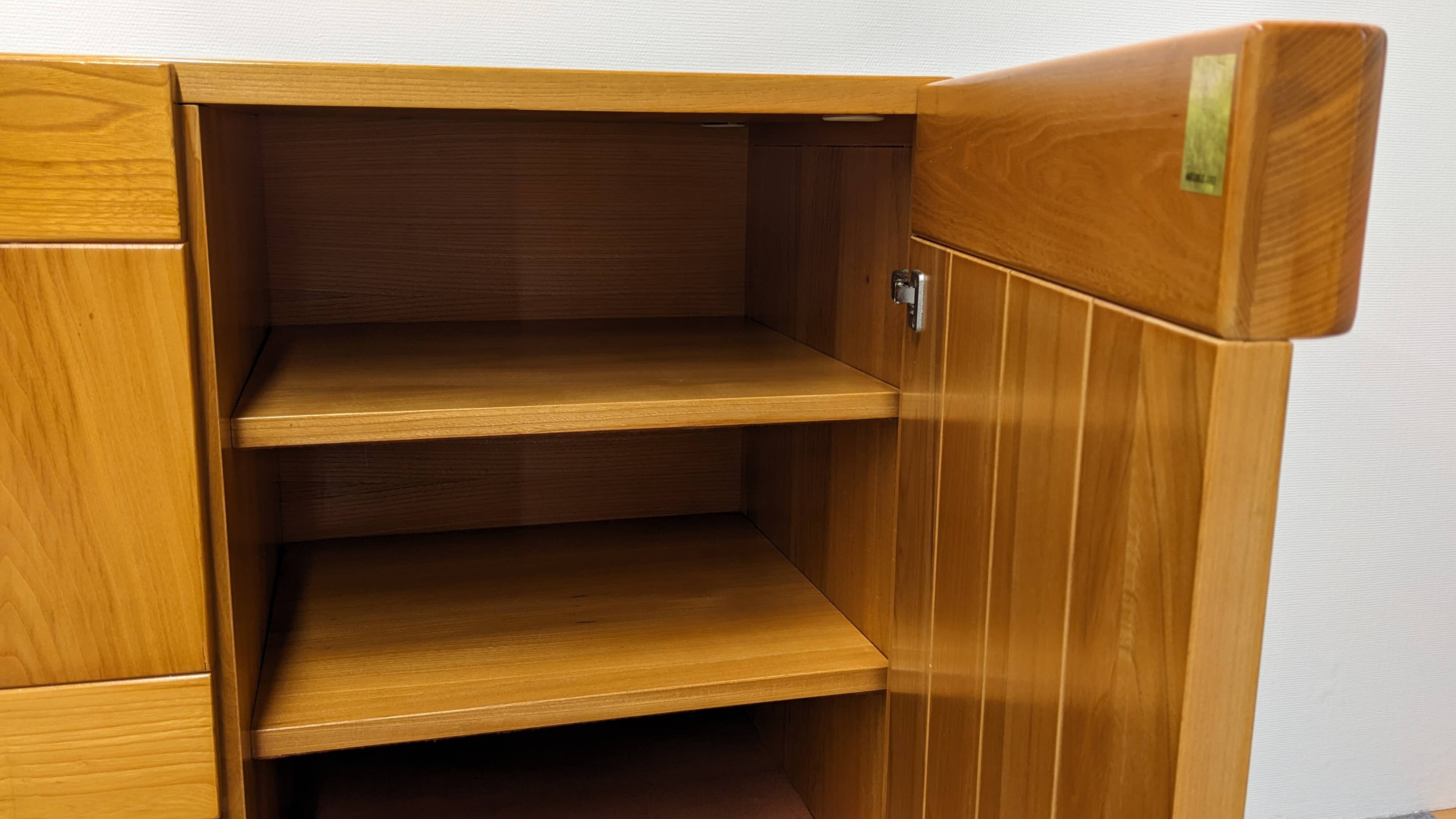 Solid elm sideboard, Maison Regain, France, circa 1970