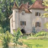 Watercolor vintage landscape