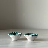 Salière et poivrière en céramique, vertes et blanches