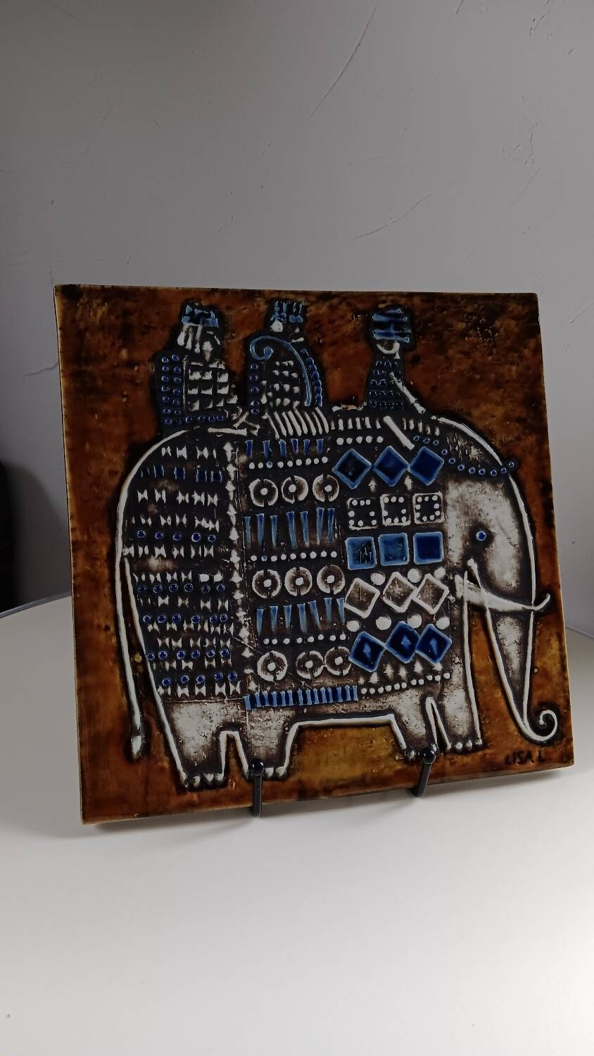 Ceramic plaque series Unik, Elephant by Lisa Larson - Gustavsberg