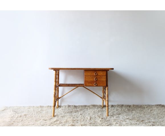 Louis Sognot rattan desk from the 50s