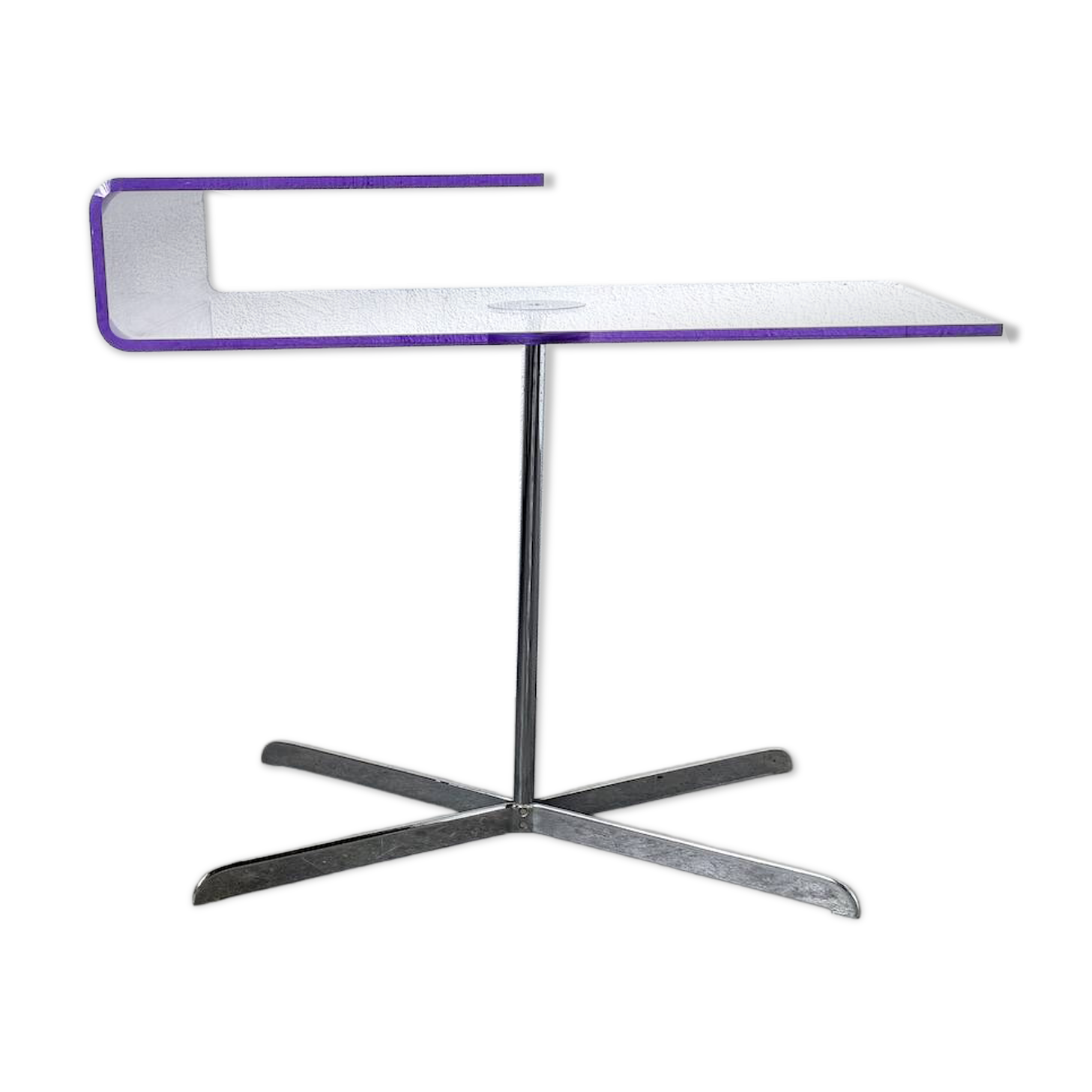 Transparent acrylic and chrome side table, 1970s design.