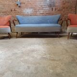 Cocktail set pair of armchair and its sofa 1960