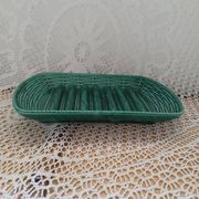 Antique Barbotine dish with asparagus motifs
