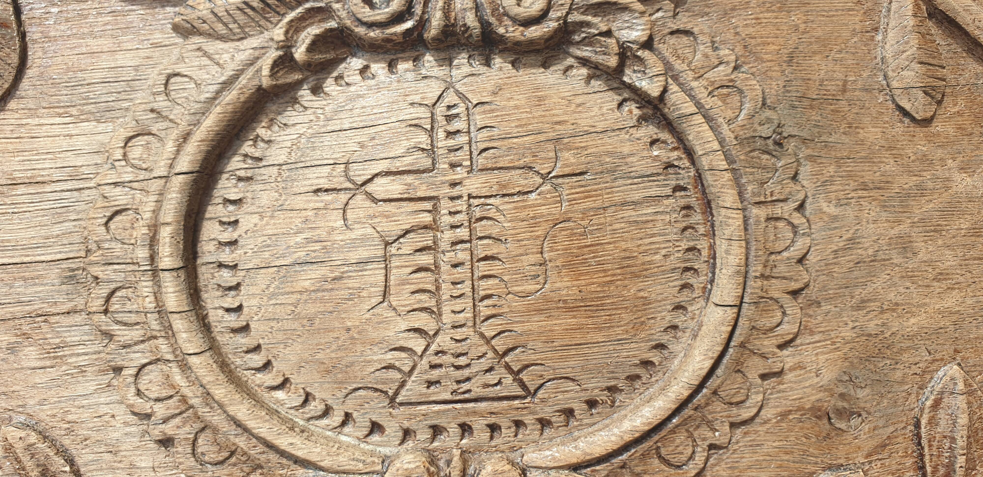 18th century carved wooden plaque bas-relief panel