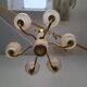 1960s Czech Mid-Century Brass and Železný Brod Frosted Glass Six-Arm Chandelier