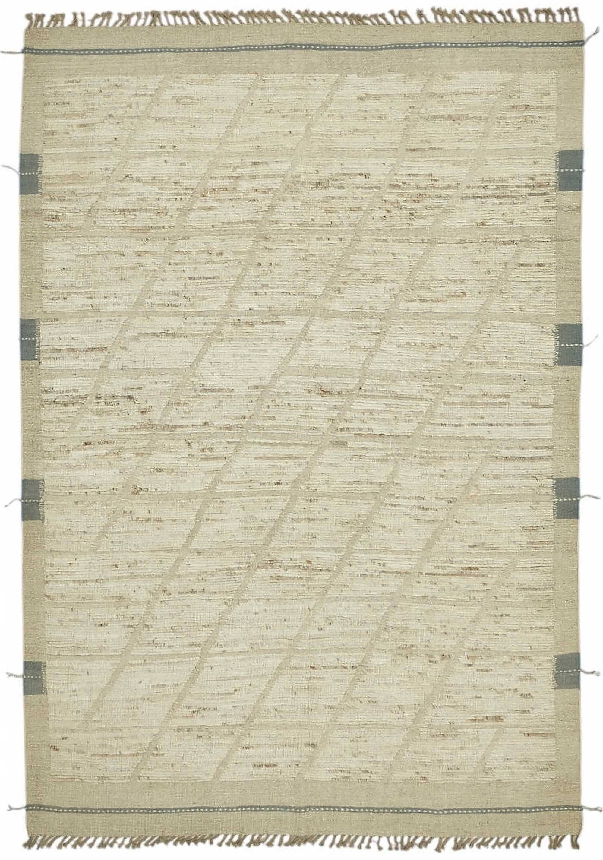 Handmade Turkish One of a Kind 201 cm x 295 cm Beige Wool Carpet