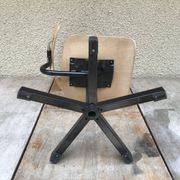 Chaise atelier métal noir avec assise & dossier bois réglable style vintage