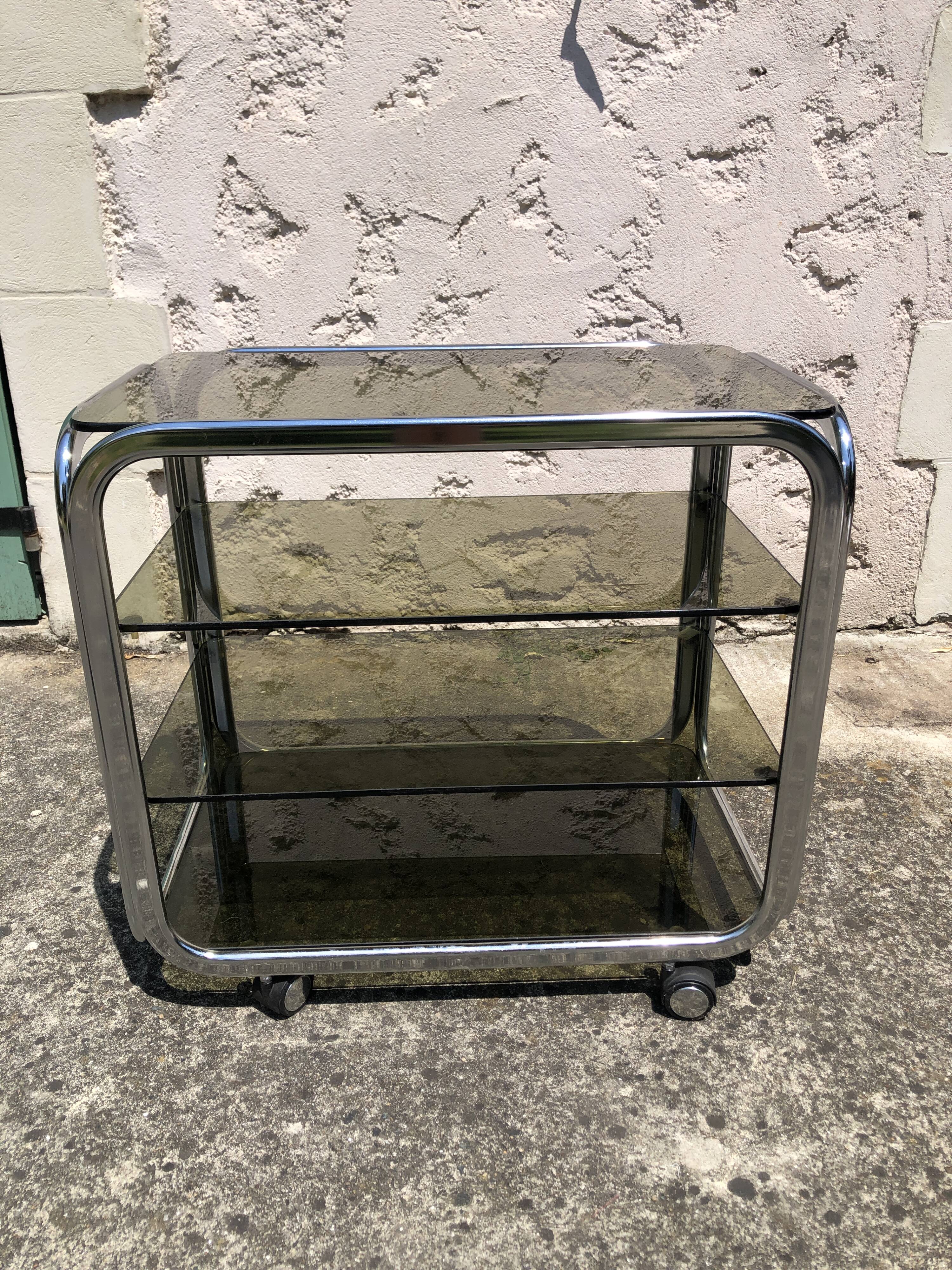 Chrome furniture and smoked glass 1970